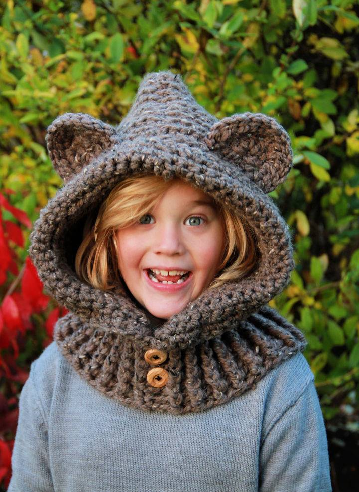 Cute Crochet Hooded Bear Cowl Pattern