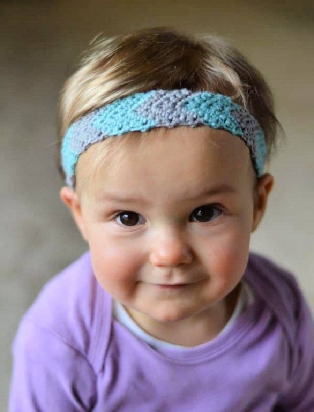 Easy Crochet Chevron Baby Headband Pattern