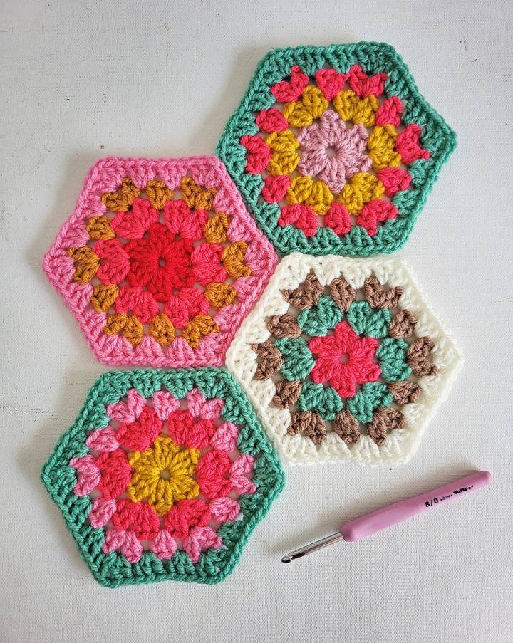Easy Crochet Happy Granny Hexagon Pattern