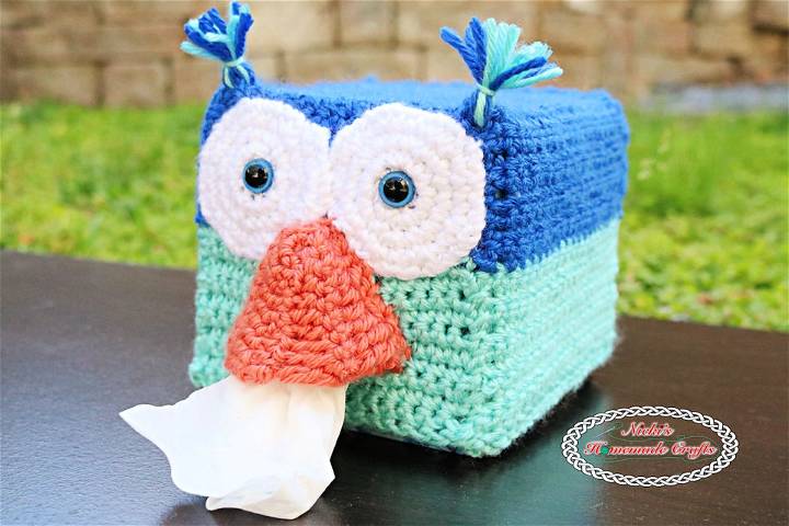 Easy Crochet Owl Tissue Box Cover Pattern