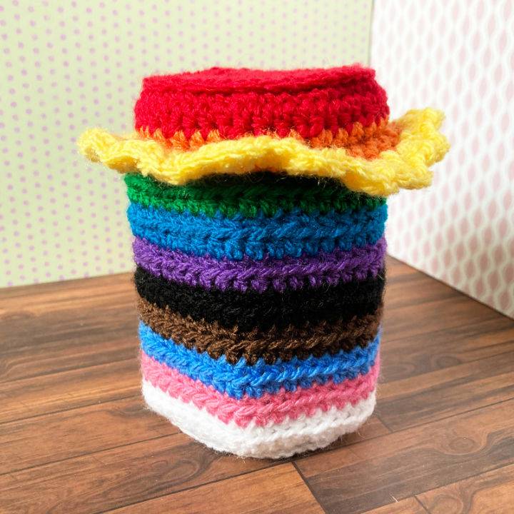 Crochet Pride Jam Jar Covers Tutorial