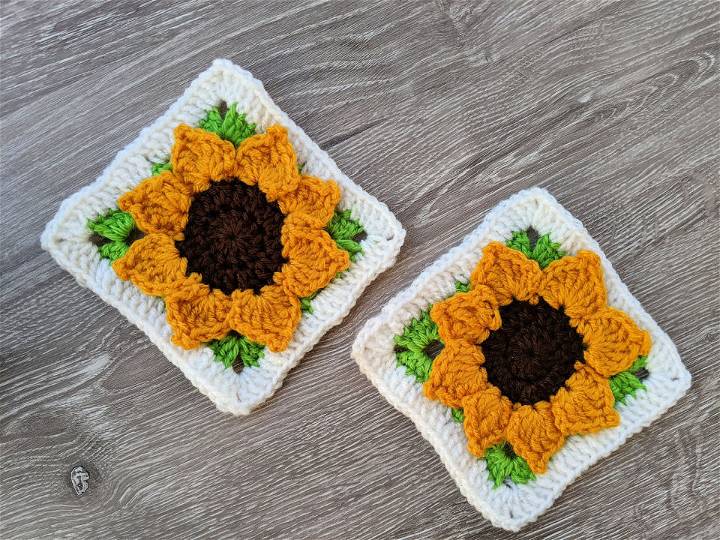 Free Crochet Sunflower Granny Square Pattern