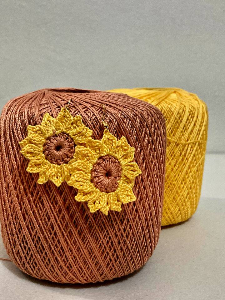 Free Sunflower Earring Crochet Pattern for Beginners