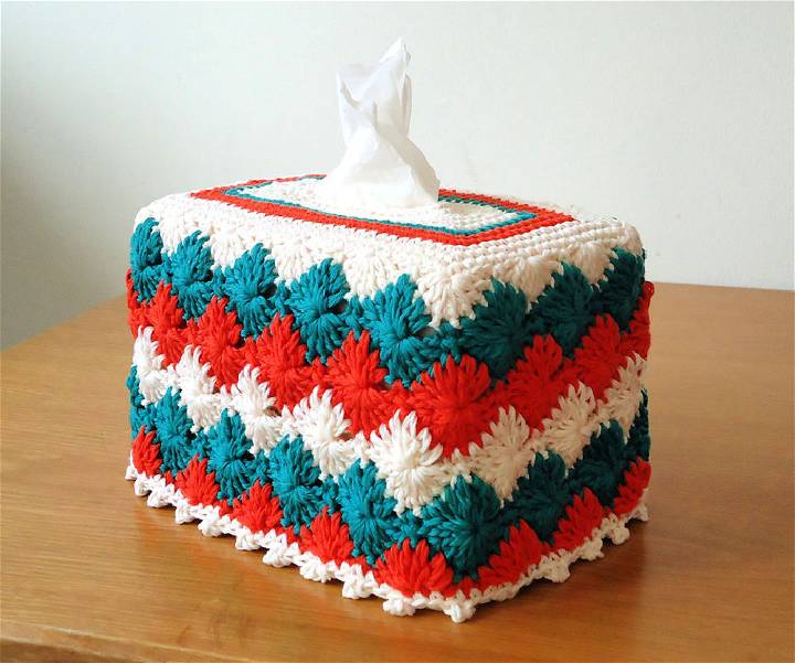 How to Crochet Catherine Wheel Tissue Box Cover Free Pattern