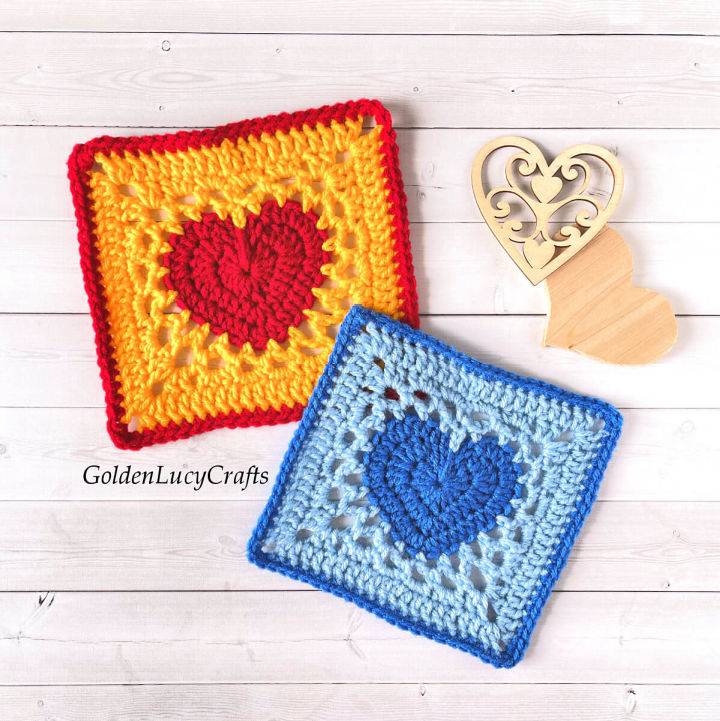How to Make Heart Granny Square Free Crochet Pattern