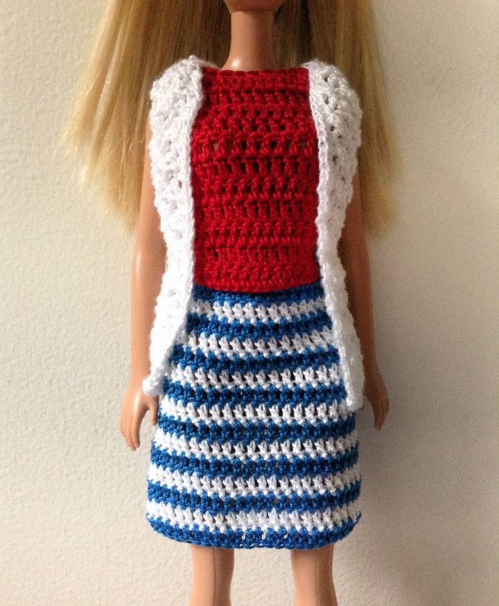Adorable Crochet Patriotic Barbie Outfit Idea