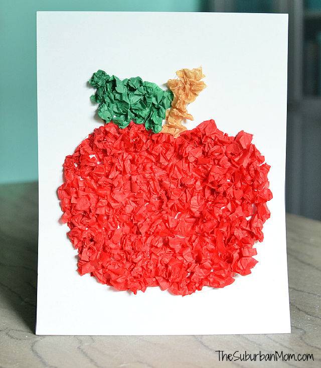 Adorable Tissue Paper Apple Craft for Preschoolers