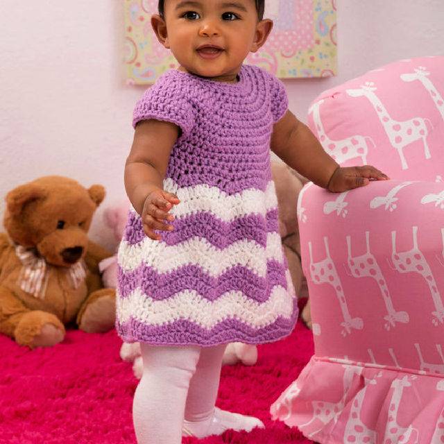 Best Crochet Chevron Chic Baby Dress Pattern