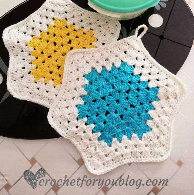 Best Granny Hexagon Potholder Crochet Pattern
