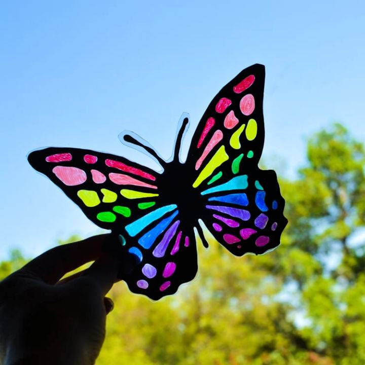 Black Glue and Sharpies Butterfly Suncatcher