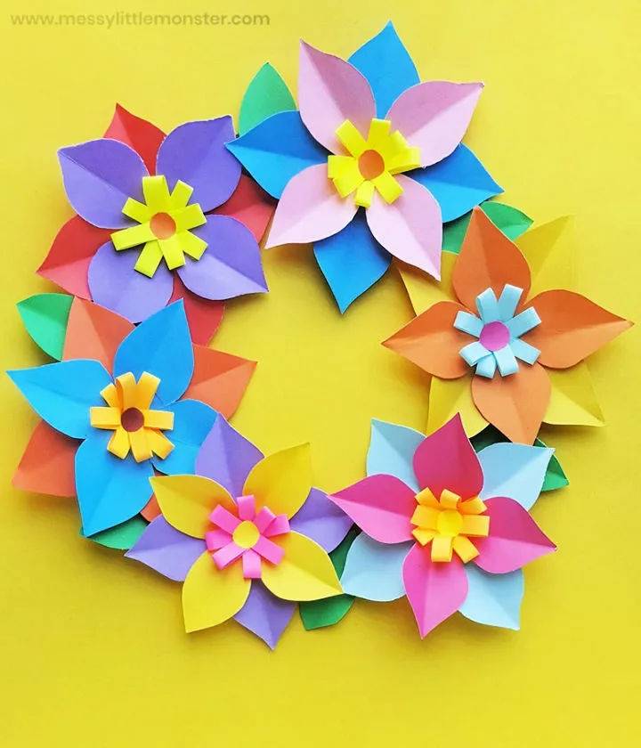 Colourful DIY Paper Flower Wreath