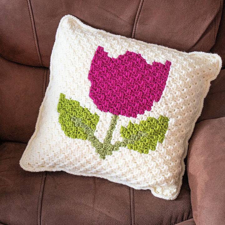 Cool Crochet Tulip Throw Pillow Pattern
