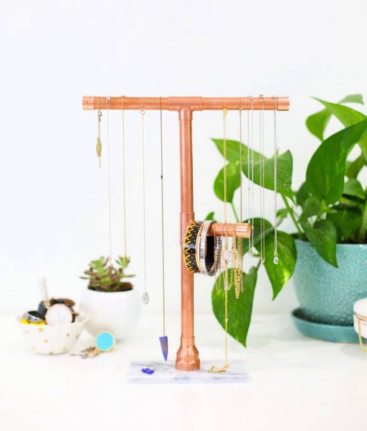 Copper and Marble Jewelry Stand