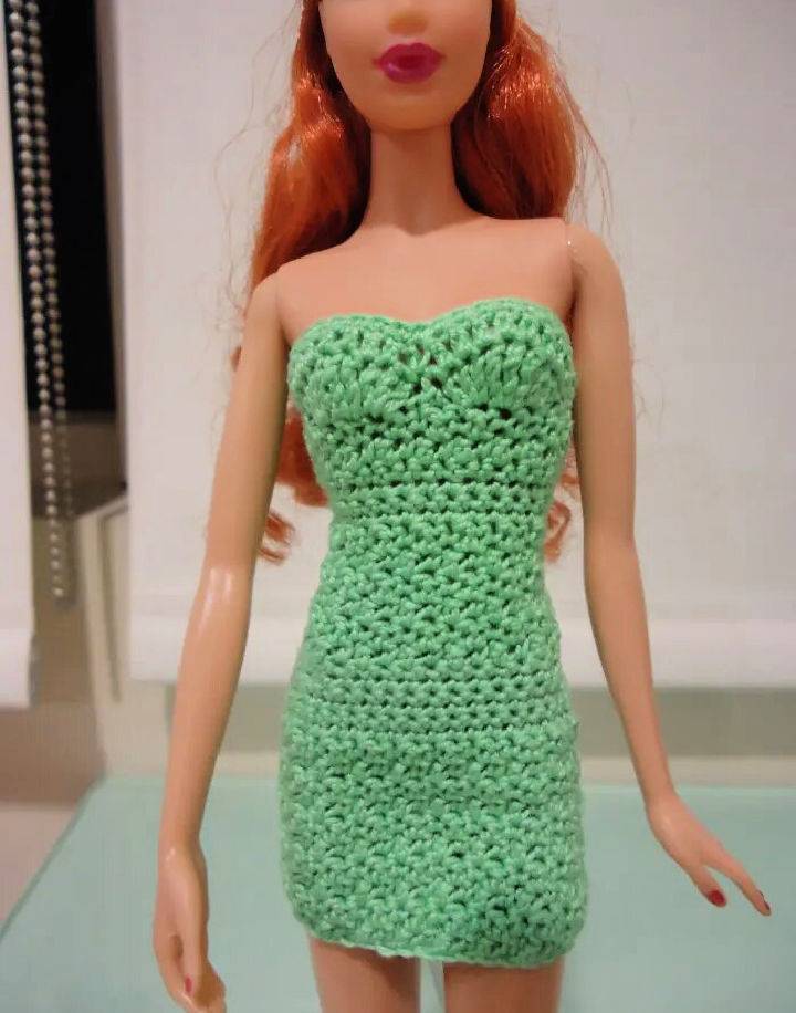Crochet Barbie Simple Strapless Bodycon Dress