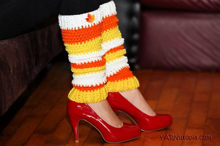 Crochet Candy Corn Leg Warmers - Step by Step Instructions