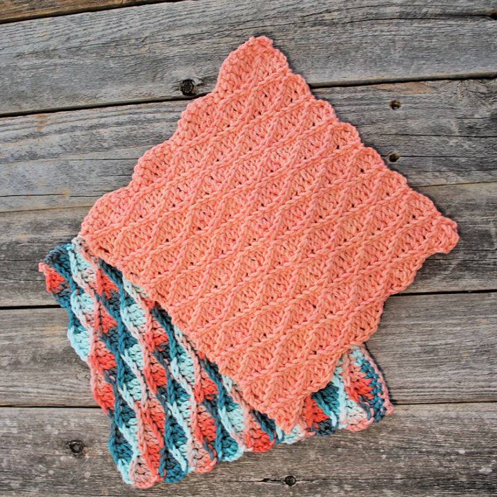 Crochet Coral Raised Waves Dishcloth Pattern