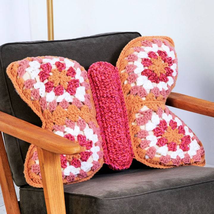 Crochet Granny Butterfly Pillow Free PDF Pattern