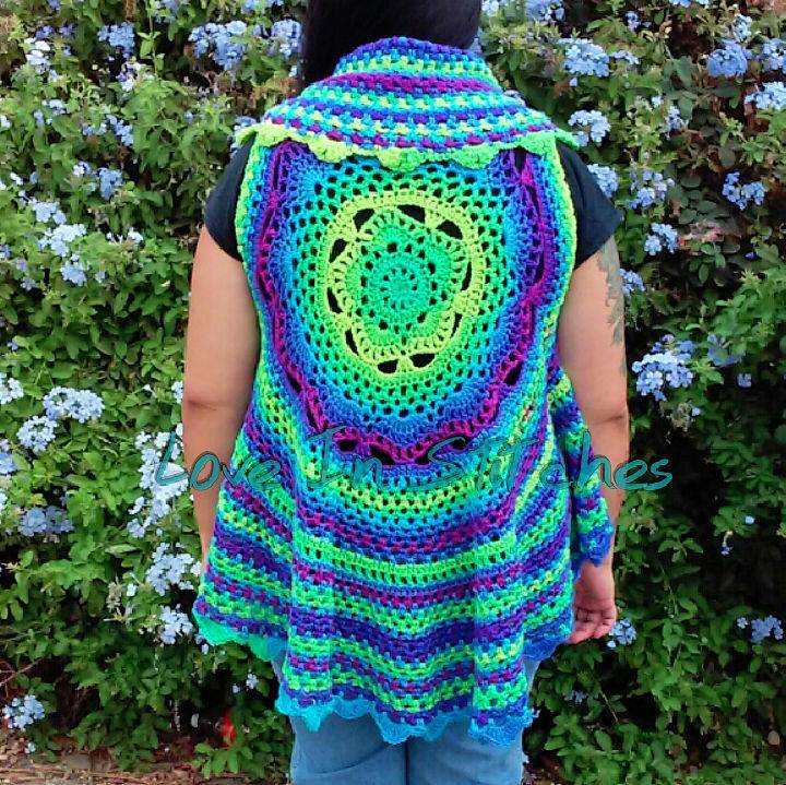 Crochet Midnight Star Mandala Vest Pattern