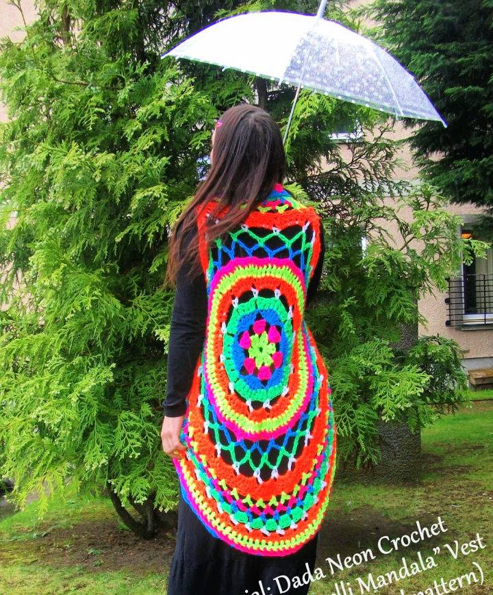 Crochet Rainbow Vermicelli Mandala Vest Pattern
