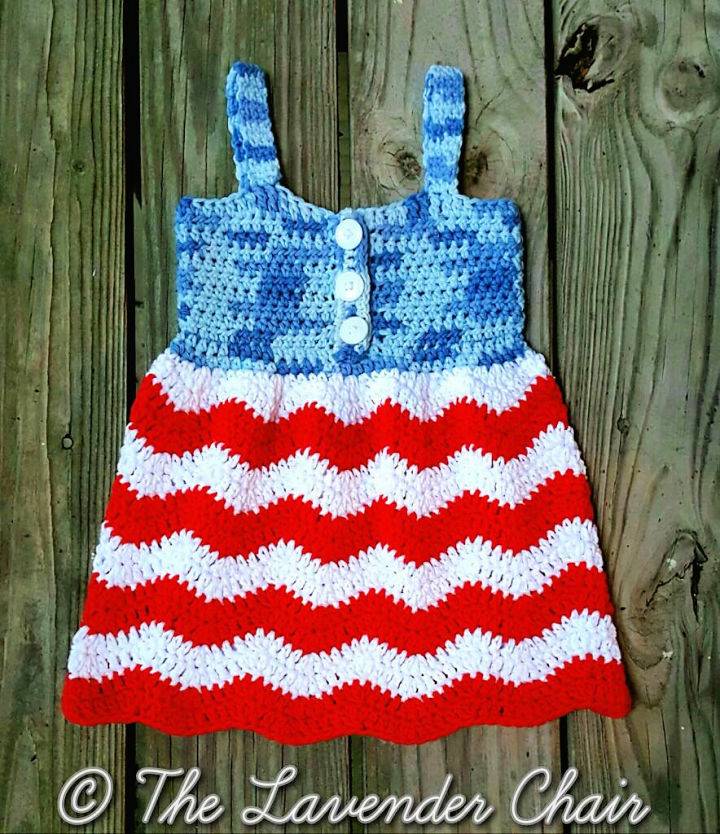 Crochet Red White and Blue Jean Baby Dress Pattern