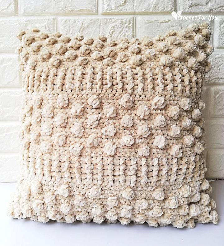 Crochet Sandy Bobble Throw Pillow Pattern