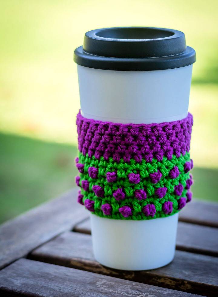 Crocheting a Blackberry Stitch Cup Cozy - Free Pattern
