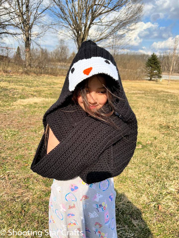 Cute Crochet Penguin Hooded Scarf Pattern