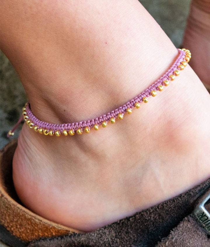 Cute DIY Macramé Beaded Anklet