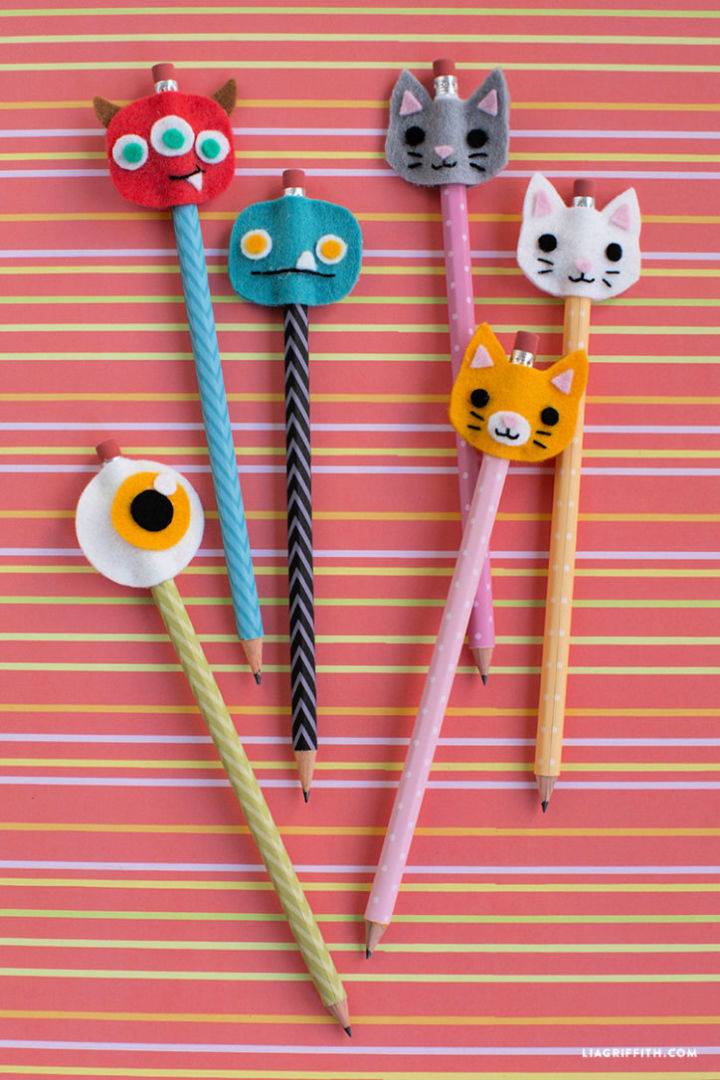 Cute Monster and Kitty Felt Pencil Toppers