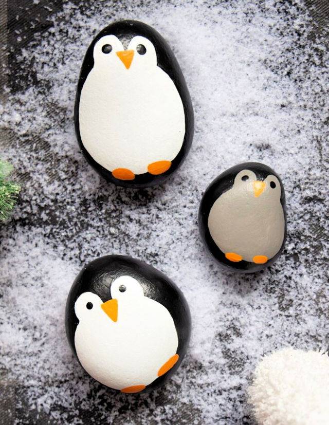 Cute DIY Penguin Painted Rock
