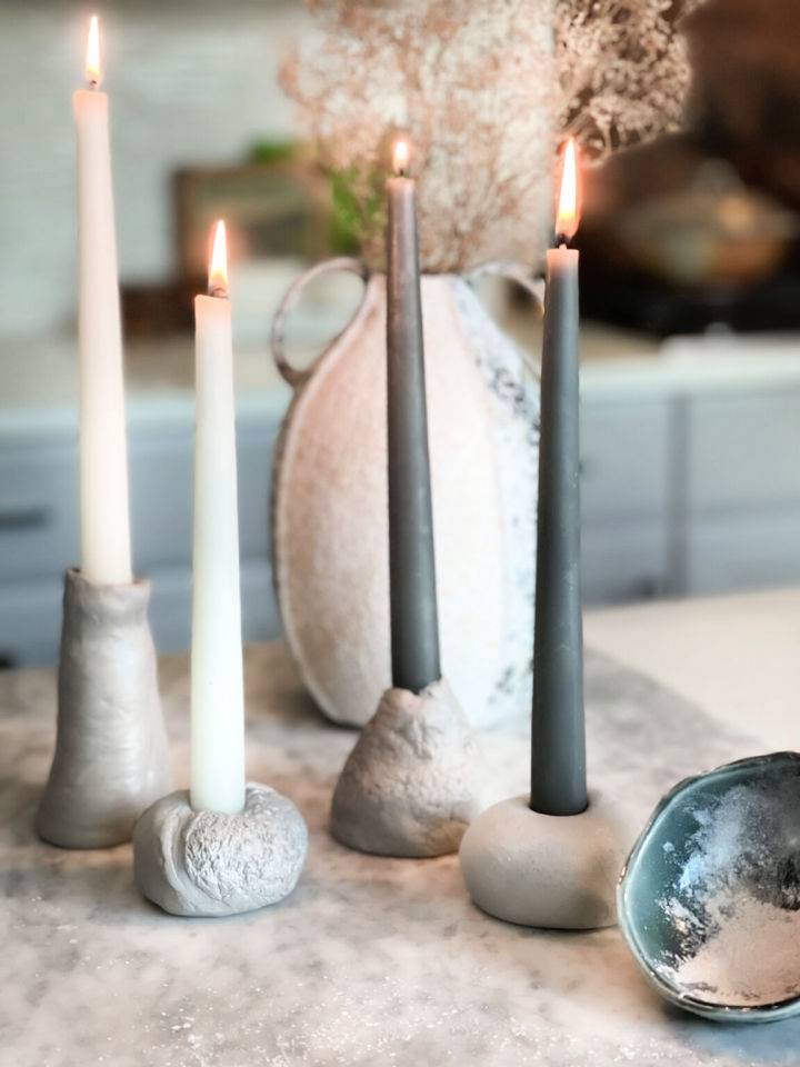 DIY Air Dry Clay Candle Holders