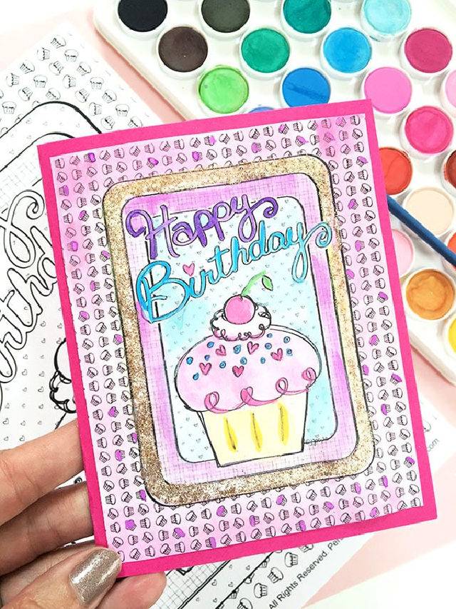 DIY Birthday Card Using Coloring Pages