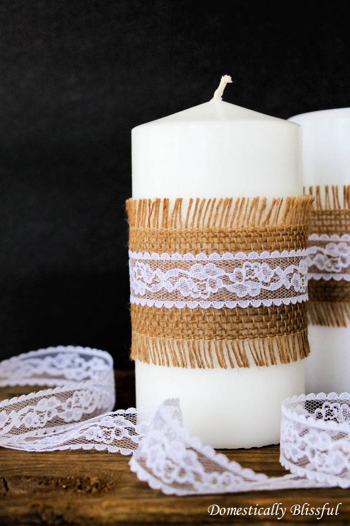 DIY Burlap and Lace Candle