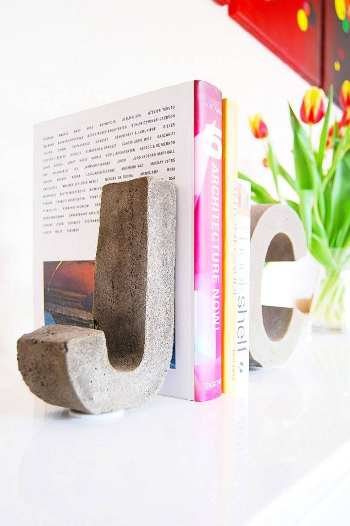 DIY Concrete Letter Bookends