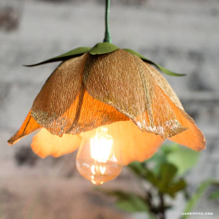 DIY Crepe Paper Flower Pendant Light