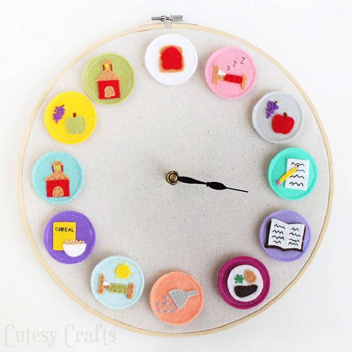 DIY Embroidery Hoop Clock for Kids