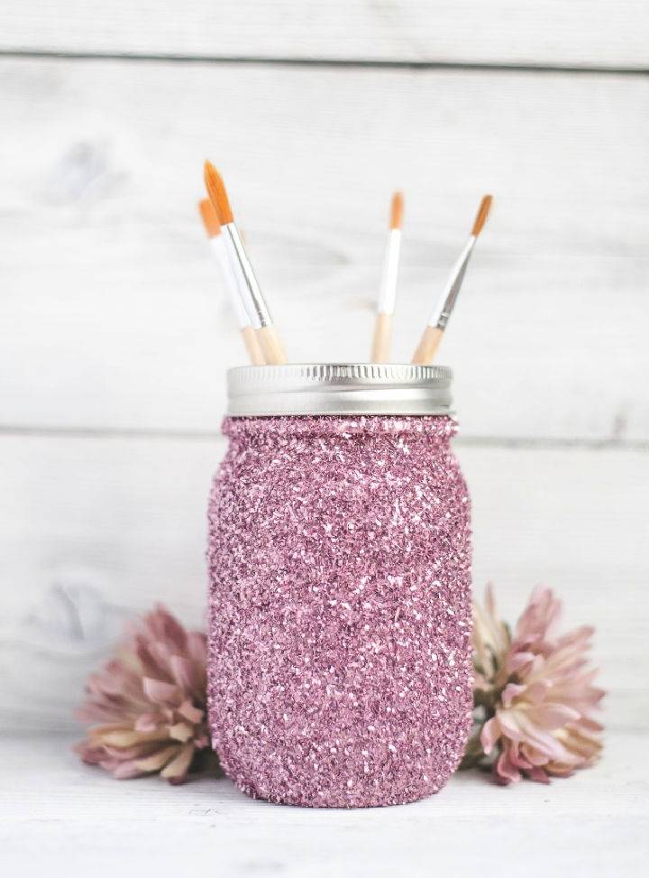 DIY Glitter Paint Mason Jar