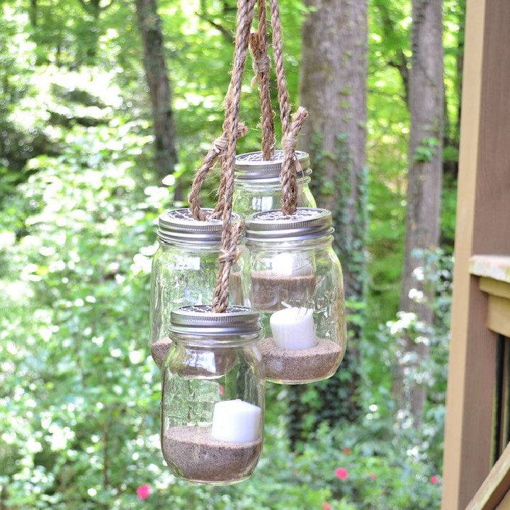 DIY Hanging Mason Jar Chandelier