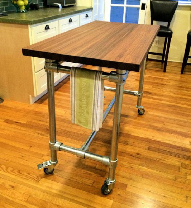 DIY Kitchen Island With Fittings and Pipe