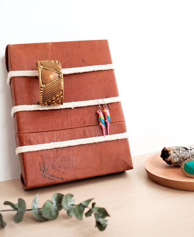 DIY Leather and Rope Jewelry Organizer