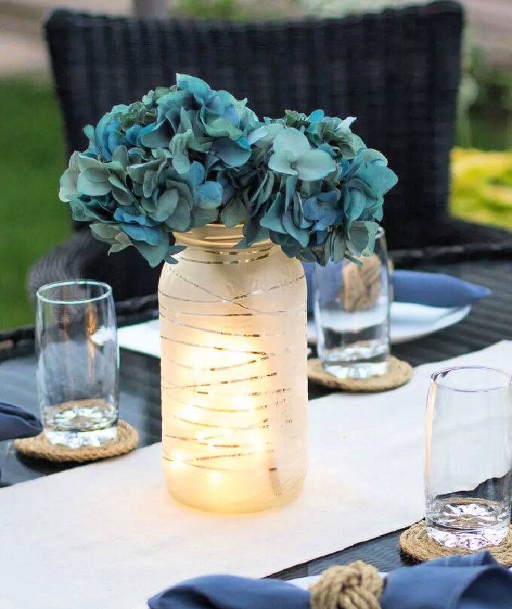 DIY Mason Jar Light With Flowers
