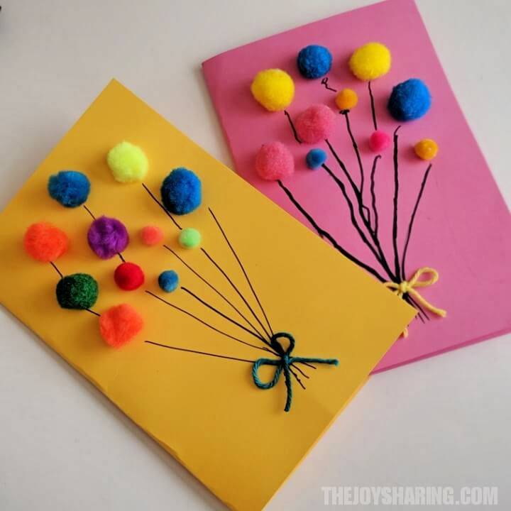 DIY Pom Pom Balloons Birthday Card