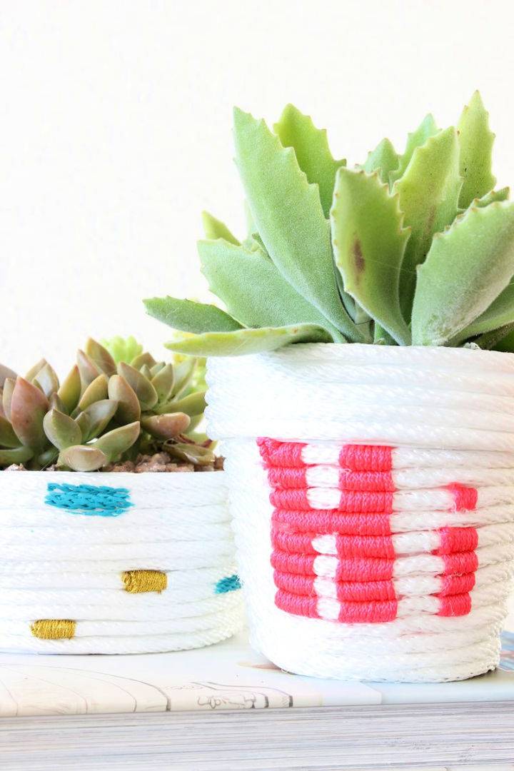 DIY Rope Wrapped Planters