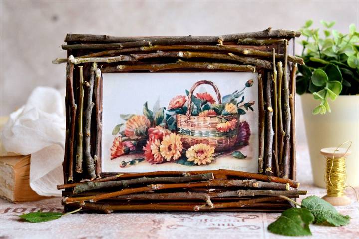 DIY Rustic Twig Picture Frame