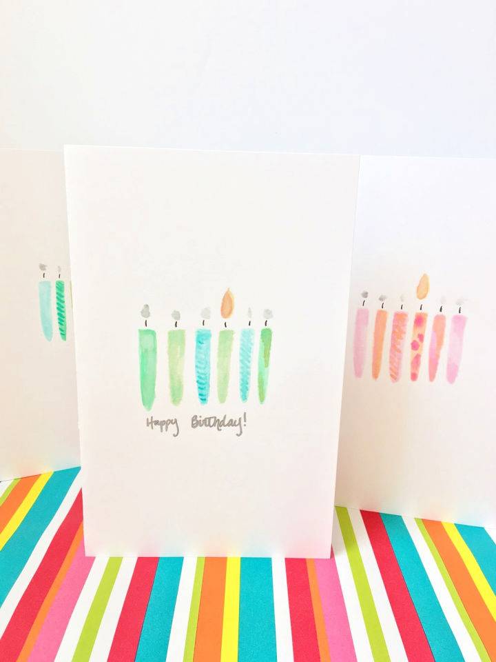 DIY Watercolor Birthday Candle Card