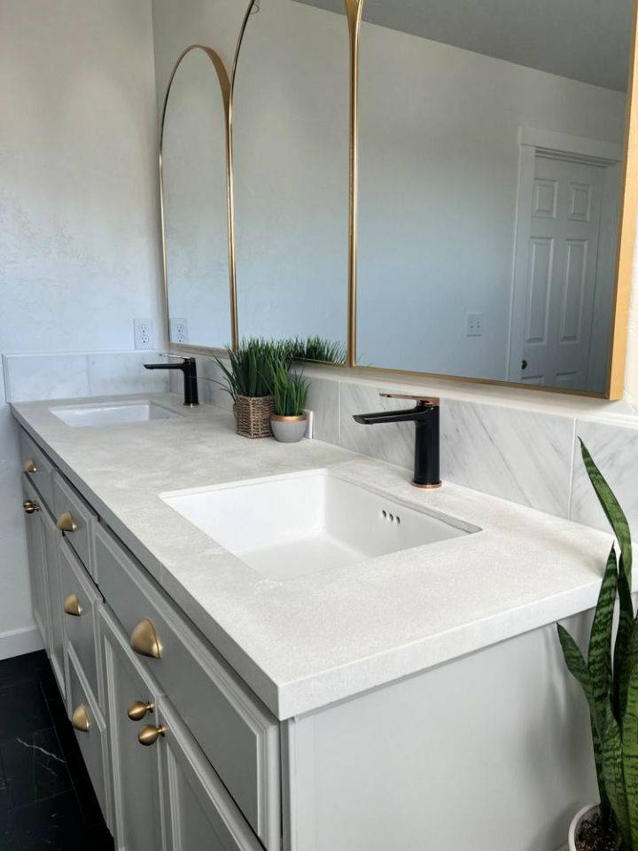 DIY White Concrete Countertops for Bathroom