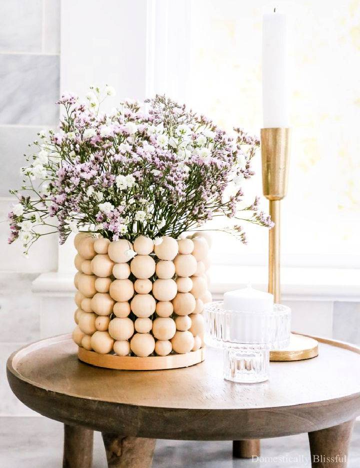Easy DIY Wood Bead Vase for Fresh Flowers