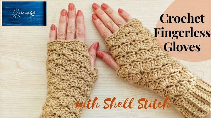 Easy Shell Stitch Crochet Fingerless Gloves Tutorial