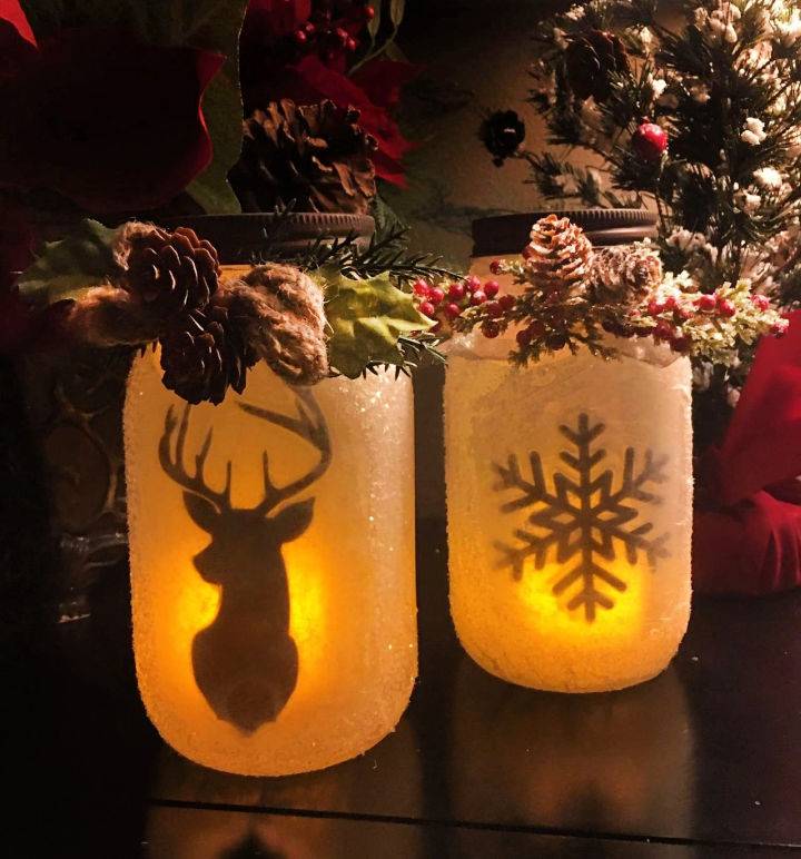 Embellished Winter Mason Jar Light