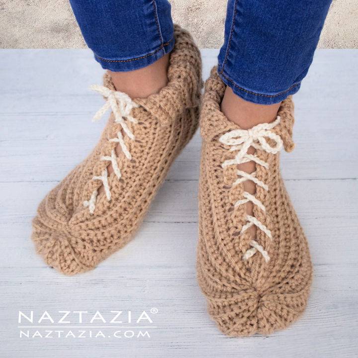 Fastest Crochet Lace up Slippers Pattern